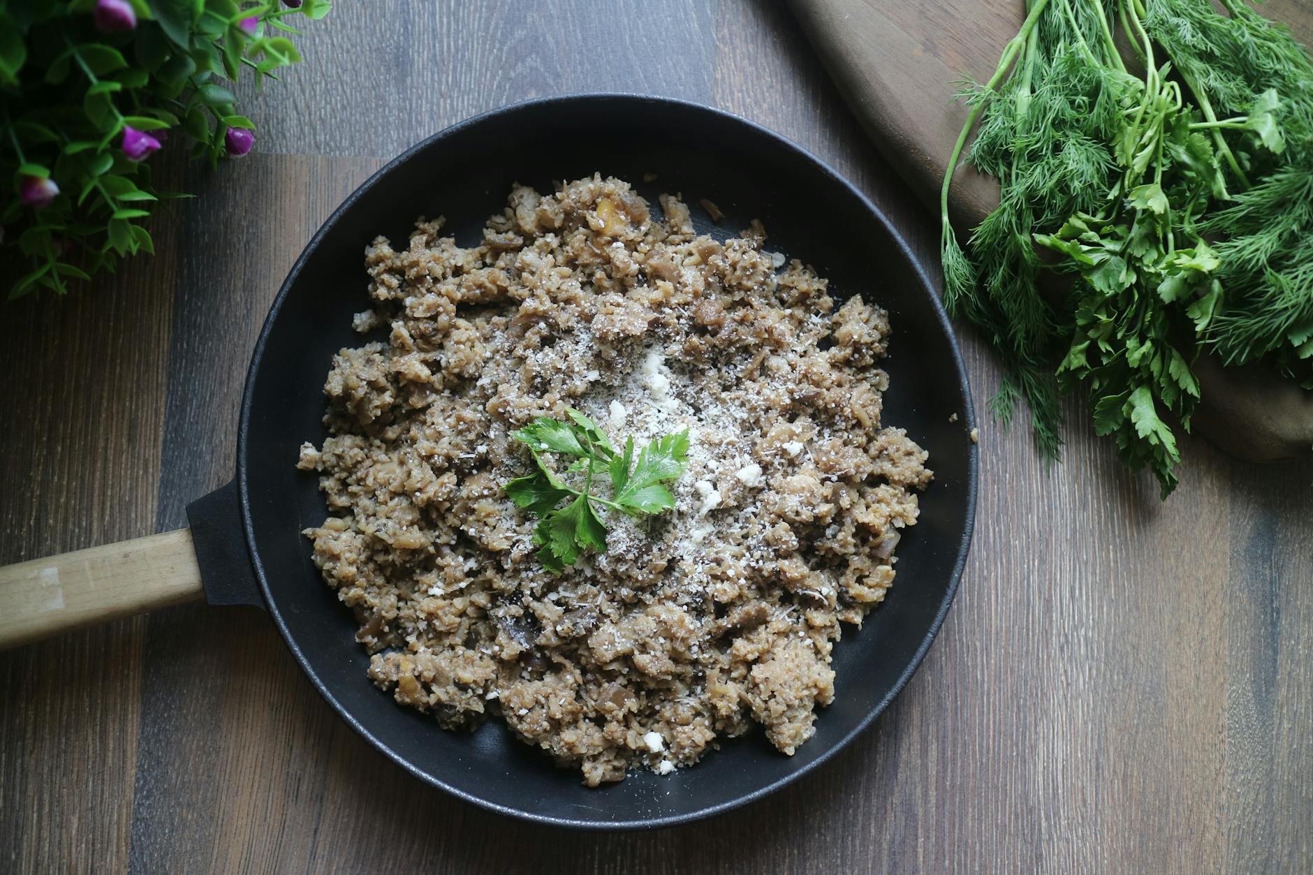 Delicious cauliflower rice dish garnished with fresh herbs, perfect for keto diets. - keto instant pot recipes