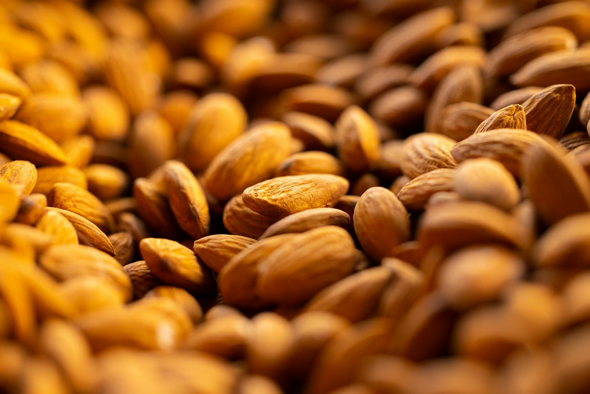 Detailed close-up of brown raw almonds showcasing texture and natural appearance. - protein foods for weight loss